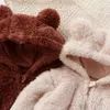 Rompers Winter baby clothing cute cartoon bear jumpsuit pajamas cotton boy girl animal zipper 024 months 231109