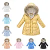 Children's Cotton-padded Coat Winter New Children's Long Cotton-padded Jacket for Boys and Girls Bright-faced Thick Hooded Fur Collar Cotton-padded Coat