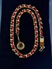 Cinturones de cadena vintage para mujer, cadena de cuerda de cuero rojo dorado para mujer, vestido con letras, pretina de lujo, cinturón ajustable de cobre para mujer, cinturón de alta calidad