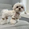 Köpek Giyim Pet Pomeranian Onesie Kış Sıcak Giysileri Bichon Pijama Çay Fincanı Köpek Kedi Yumuşak Karikatür Koyun Giyim Eşarp Gönder