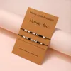 Strand 2Pcs/Set Handmade Turkish Trendy I Love You Morse Code Black And White Rice Beads Braided Adjustable Couple Bracelets