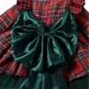 Clothing Sets Girl Infant First Christmas Costume for Baby Plaid Dress with Bow 1-6 Years Kid Festival Boutique Clothing Set Polyester Suits 231109