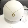Hängen Silvology 925 Sterling Silver Natural Shell Oval Pendant Necklace For Women Gold Elegant Luxury Friendship Jewelry Gift
