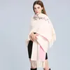 Scarves Women Cashmere Feel Embroidery Shawl Long Sleeve Lady Luxury Wrap Autumn Winter Vintage Knit Cardigan Christmas Sweater Coat