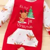 Rompers Christmas morning snow born baby girl and boy cotton hooded jumpsuit vertical pattern simple cute home clothing 231109