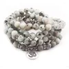 Strand 8mmnatural African Howlite Stone 108 Mala pärlor armband handled chakra yoga gåva buddhist eller halsband grossist