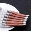 Conjuntos de louça 6 pcs 18/10 aço inoxidável rosewood lidar com talheres conjunto de luxo utensílios de cozinha ocidental faca garfo máquina de lavar louça segura