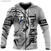 Mannen Hoodies Sweatshirts mannen 3D gedrukt Hoodie leeuw tijger casual sport Trui rits trui T231109