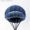 Stingy Brim Hats Women's Winter Warm Genuine Mink Fur Peaked Hats Real Fur Casquette CL231109