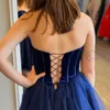 2024 Nouvelle robe de bal à bal courte du bleu marine marine chérie Sweethets sans manches Ruffles Lace Up Birthday Party Robes Custored Robes De Seeree