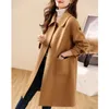 Dameswolmix Wolmixjas Dames Koreaanse mode Kantoor Dame Winterjassen met enkele knop Zak Kameel Halflange trenchcoat voor dames 231109