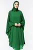 Abbigliamento etnico Donna Musulmana Lady Thobe Abito Hijab Preghiera Manica a pipistrello Medio Oriente Abito Islamico Pianura Scialle grande con cappuccio Top larghi Indumento