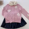 Jackets Kids Clothes Baby Girls Outerwear Coat Wool Blend Warm Poker Pattern Printing Sweet Pink