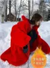 Kadınlar Kürk Sahte Kürk Kış Kış Sivil Kürk Kırmızı Rex Tavşan Mink Matah Uzun Kış Kırık Kürklü Kürk Matar Gevşek Kırılıcı Taklit Kürk Uzun Ceket 231109