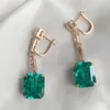 Boucles d'oreilles pendantes Ruif Luxury Clascical Lab Grown Emerald 14k Real Gold Drop pour les femmes 2023 Tendance Élégant Accessoires d'oreille Party Jewel