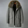 Parkas pour hommes d'âge moyen doudoune âgée tenue papa hiver hommes épaissir mi-long à capuche Parkas manteau surdimensionné col de fourrure artificielle 231108