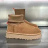 W clássico dipper boot fur slides elástico fino pele de carneiro shearling tazz mules inverno feminino castanha ultra plataforma botas deslizamento-em sapatos de camurça