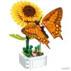 Blocs bricolage papillon en pot plante fleur bloc Rose décoration Mini bloc de construction Figure jouet cadeau enfants filles R231109