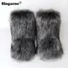 Boots Winter Winter Faux Foux Fox Fur Boots Woman Plush Warm Snow Boots Luxury Footwear Girls Fur Fur Bottes Fashion Winter Shoe 231108