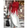 Podstawowe sukienki swobodne 2023 Christma długie rękawy sukienki 3D Płatki śniegu Drukuj Aine Winter Overized Party Fashion Woman Clothing 231108