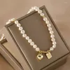 Choker Luxury Necklace For Women Fashion Geometric Baroque Pure Natural Freshwater Pearl Beads Good Lucky Love Heart Bracelet Jewelry
