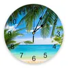 Relógios de parede praia Coco verde Árvore do céu Cleds Clock Round Style moda Design moderno da sala de estar decoração de quarto