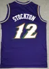 1996 Goedkope #7 Pete Maravich Jersey Paars 12 John Stockton Wit 32 Karl Malone Zwart Blauwe Jersey