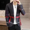 Men's Suits & Blazers Spring And Autumn Suit Jacket Gradient Check Slim Casual Wedding Business Stage Party Social Clothing