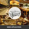 Dinnerware Sets 8 QT Chafing Dish Buffet Set 4 Packs Stainless Steel Foldable Rectangular Chafer Full Size W/Water Pan Fuel Holder