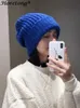 Beanieskull Caps Horetong Winter編み帽子韓国ファッションソリッドアウトドアウォームビーニーオールマッチカジュアルエラスティック快適な快適なキャップ231109
