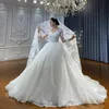 2024 elegante a linha vestido de casamento de renda colher apliques de renda mangas longas ilusão vestidos de noiva femininos feito sob encomenda
