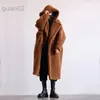 Kvinnor Luxury Faux Fur Coat Designer 2023 Winter Leisure Pälsrock Medium Längd Huven Fashionabla ullrockar Plus -kläder 231109