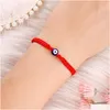 Urok bransoletki Turkish Lucky Evil Blue Eye Bracelet dla kobiet ręcznie robiony pleciony linę biżuteria czerwona czarna bransoletka frie dhgarden dhibw