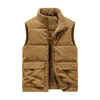 Gilets pour hommes Gilet de couleur unie Hommes Confortable Hiver Peluche Gilet avec col montant Fermeture à glissière Poches pour le style de chaleur Plus