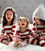 Famille correspondant tenues hiver pyjamas de Noël ensemble rayé imprimé maman fille papa fils bébé vêtements doux vêtements de nuit amples look de noël 231109