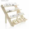 Jewelry Boxes 2 Layer Wooden Ear Stud Holder Earring Stand Display Rack Luxury Jewelry Stand Display Holder Rack Tower Ear Card Display Stand Q231109