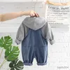 Set di abbigliamento Primavera Autunno Stile Bambini Ragazzi 2 pezzi Set di vestiti Stampata Lettera Salopette di jeans Tuta da neonato per neonato