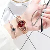 Wristwatches Stylish Rose Gold Red Face Double Date Waterproof Quartz Watch