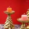 Candle Holders NORTHEUINS Resin Golden Christmas Tree Candlestick Decor Figurines Festival Desktop Decoration Collection Holder Objects