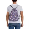 Backpack Kawaii Axolotl Pattern Lilac Backpacks Portable Drawstring Bags Bundle Pocket Storage Bag Book For Man Woman