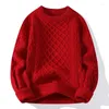 Herrtröjor högkvalitativ stickad pullover vinterkorea enkel fast färg par tröja mode retro utsökt mönster män kläder
