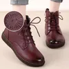 Laarzen Eenvoudige Lace Up Enkellaars Lente Herfst Oxford Schoenen Plat Leer Dames Korte Pluche Rits Zwarte Laarsjes 231109