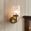 Lámparas de pared Lámpara de vidrio de cobre dorado europeo para apliques de dormitorio Murale Lámparas LED Lustre