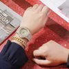 3-częściowy zegarek Damskie akcesoria Zestaw podarunkowy Pudełko Podsumowane kubańskie łańcuch motyla Naszyjnik biżuteria Pełna diamentowa zegarek 231015