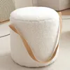 Almohada Taburete japonés Sherpa, taburetes redondos portátiles de madera, sala de estar, mesa de té, silla, maquillaje nórdico, cambio de zapatos creativo