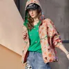 春と夏のファッションカラーマッチングプリントトップトレンド231109の女性用の女性用ジャケットフード付きジャケット