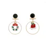 Stud Earrings Trendy Alloy Big Circle Middle Hang Asymmetry Christmas Cute Accessories Green For Women Girls Fashion Jewelry