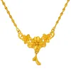 Pendentifs Collier en forme de fleur plaqué or jaune 24 carats pour femmes, chaîne de clavicule de mariée, bijoux fins de mariage, de saint-valentin