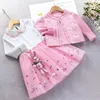 Kläder sätter flickor Autumn Winter Kids Sweater Coat Cotton Dress 2 st.