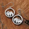 Boucles d'oreilles créoles rétro forêt alpine ronde creuse femme chine vent oreille gamme jour fête accessoires
